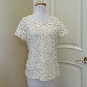 Nwot Loft Ivory lace top
